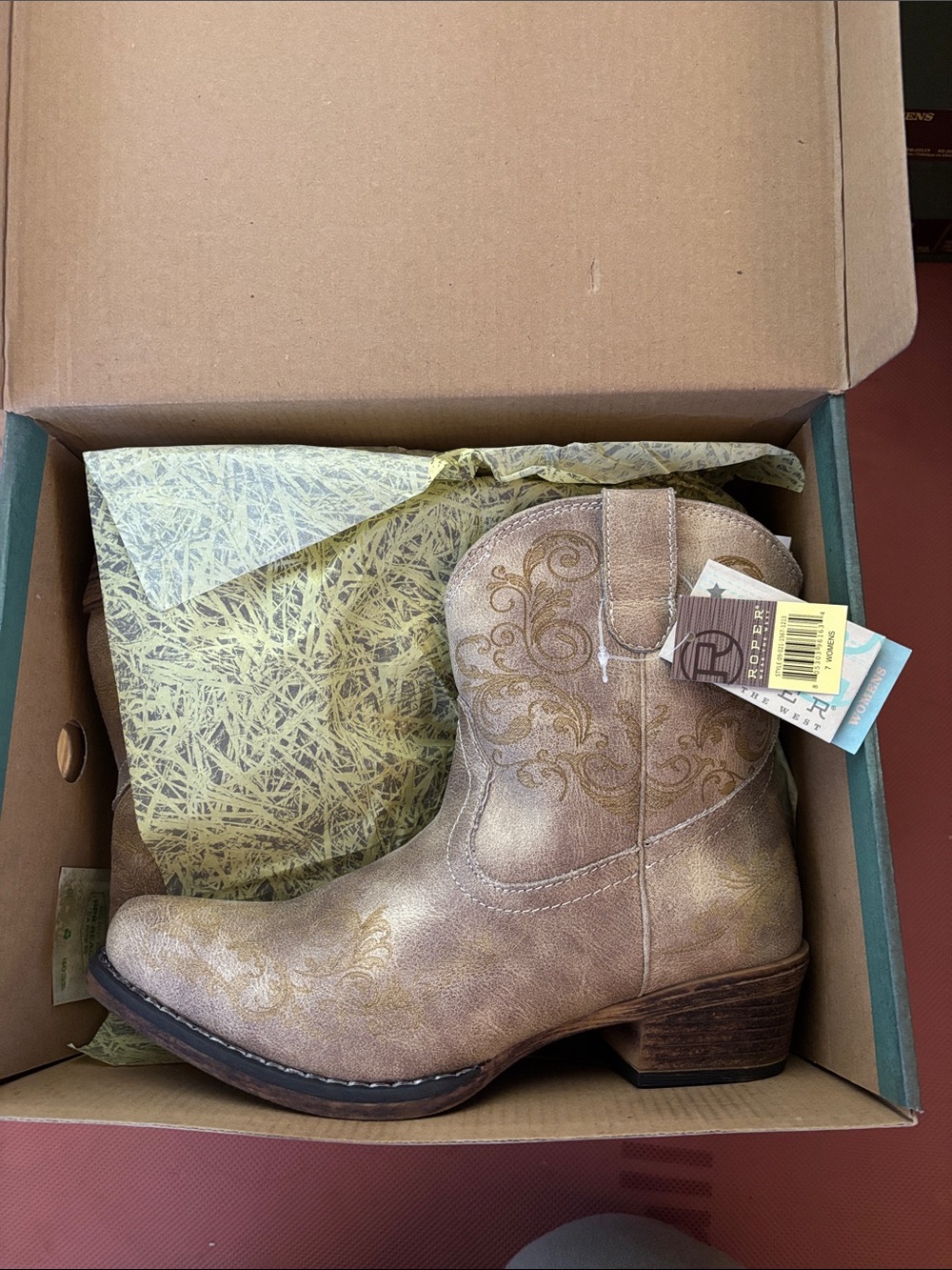 Roper Women's Light Brown Embroidered Western Boot